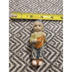 Vintage Frozen Charlie Doll Bisque 3 Inch Boy With Instrument Made In Japan